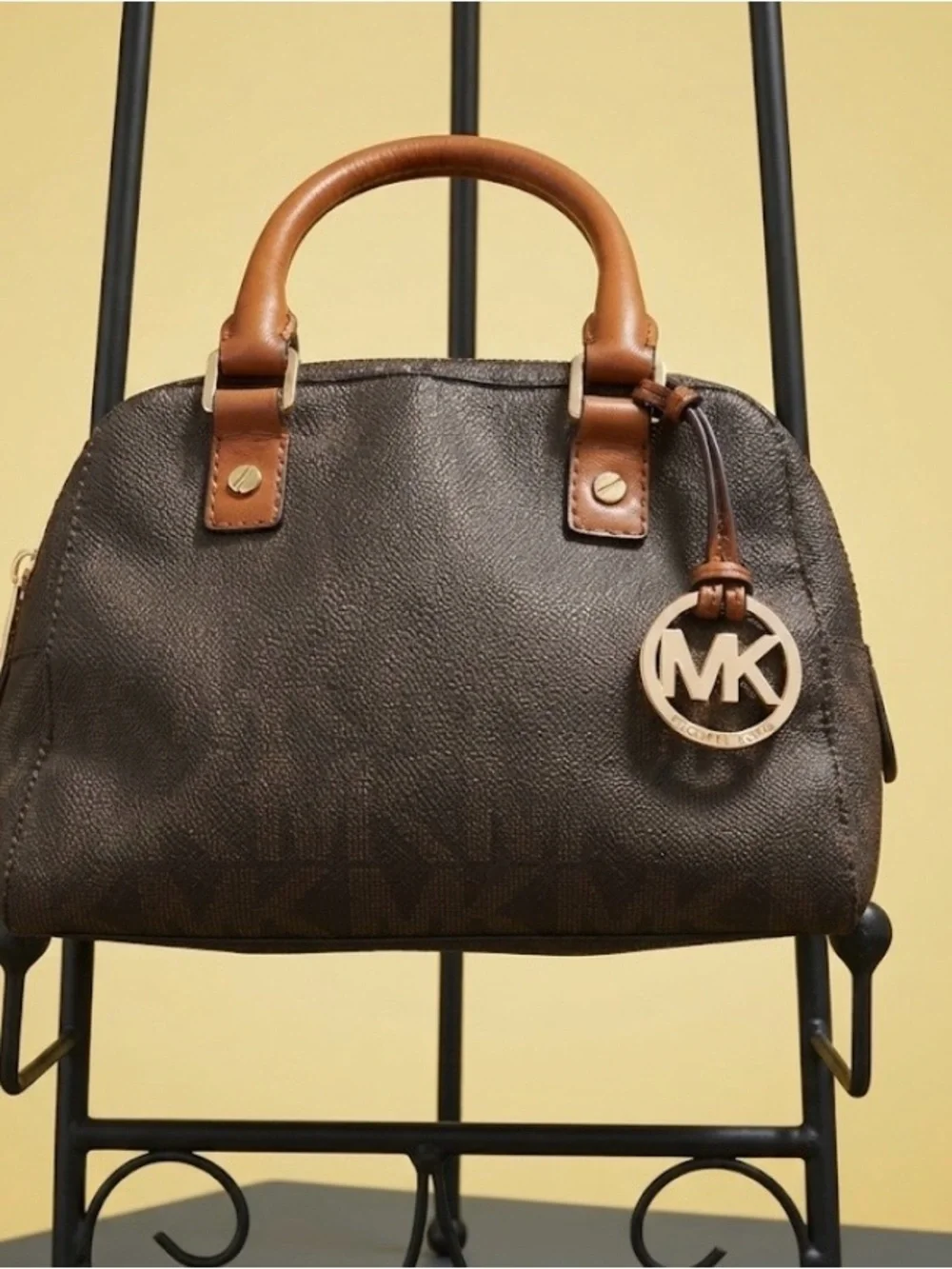 MINI so cute!!  Vintage Michael Kors Brown Logo Dome Mini Satchel